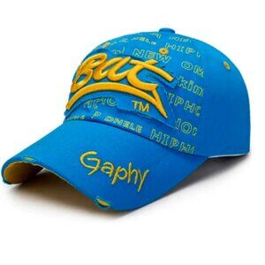 Baseball Cap: BAT.  Sky Blue & Yellow. Cotton. New